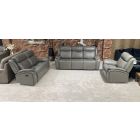 Marco Grey Leather 3 + 2 + 1 Manual Recliner Sofa Set