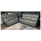 Melody Grey Leathaire 3 + 2 Manual Recliners With Aux USB-C USB Speakers - Wireless Charger And Drinks Holders Ex-Display Showroom Model