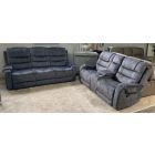 Clarissa Grey Plush Velvet Fabric 3 + 2 Manual Recliner Sofa Set With Drinks Holders 49578