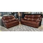 Rivolli Tabac Leather 3 + 2 Sofa Set Manual Recliner 49580