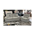 Grey Fabric 3 + 1 Sofa Set With Light Wooden Legs And Round Arms Ex-Display Showroom Model 49626