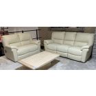 Charlton Cream New Trend Semi-Aniline Leather 3 Seater Electric Sofa With 2 Seater Static Sofa Ex-Display Showroom Model 49655