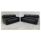 Lucca Black Leather 4 + 3 Sofa Set Sisi Italia Semi-Aniline With Wooden Legs High Street Furniture Store Cancellation 49676