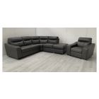 Palermo Grey RHF Leather Corner Sofa Plus Armchair Sisi Italia Semi-Aniline - Few Scuffs (see images) Ex-Display Showroom Model 50286