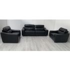 Venezia Black Leather 4 Seater Plus Two Loveseats Sisi Italia Semi-Aniline - Few Scuffs (see images) Ex-Display Showroom Model 50290