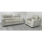 Lucca Cream Leather 3 + 1 Sofa Set Sisi Italia Semi-Aniline With Wooden Legs - Scuffs And Marks (see images) High Street Furniture Store Cancellation 50297