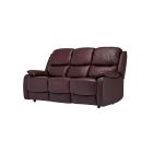 Palermo Burgundy Leather Static 3 Seater With 2 Manual Armchair Recliners Also Available In Black And Grey
