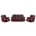 Rivoli Wine Leather 3 + 2 + 1 Manual Recliner Sofa Set