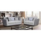 Kano 3 + 2 Grey Velvet And Chenille Sofa Set With Scatter Back Cushions