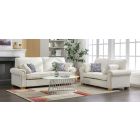 Kylie Cream Fabric 3 + 2 Sofa Set With Round Arms And Wooden Legs
