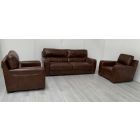 Lucca Brown Leather 4 + 1 Static Sofa Set + Electric Armchair Sisi Italia Semi-Aniline With Wooden Legs High Street Furniture Store Cancellation 50716