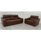 Venezia Brown Leather 3 + 1 Sofa Set Sisi Italia Semi-Aniline - Colour Faded (see images) Ex-Display Showroom Model 50717
