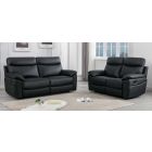 Lago 3 + 2 Black Corrected Grain Leather Manual Recliners Sofa Set