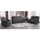 Robert 3 + 2 + 1 Grey Hard Wearing Fabric High Back Manual Recliner Sofa Set