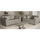 Trel 3 + 2 Light Grey Breathable Linen Look Fabric Sofa Set With Solid Wooden Legs With A Limed Oak Finish