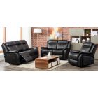 Hampshire Black Leathaire 3 + 1 + 1 Sofa Set Manual Recliner 