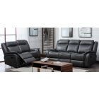Hampshire Grey Leathaire 3 + 2 Sofa Set Manual Recliner 