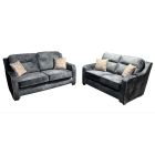 Tasha Dark Grey 3 + 2 Fabric Sofa Set With Wooden Legs And Cushions - Other Colours Available