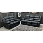 Roman Black Recliners Leather Sofa Set 3 + 2 Seater Bonded Leather - 6 Weeks Delivery