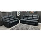 Roman Black Bonded Leather 3 + 2 + 1 Sofa Set Manual Recliner - 6 Weeks Delivery