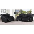 Roman Black Bonded Leather 3 + 2 + 1 Sofa Set Manual Recliner