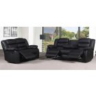 Roman Black Recliners Leather Sofa Set 3 + 2 Seater Bonded Leather