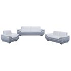 Sline White Bonded Leather 3 + 2 + 1 Sofa Set With Chrome Legs