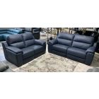Garbo Newtrend Navy Blue Leather 3 + 2 Sofa Set With Wooden Legs