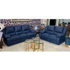 Virginia Blue Semi Aniline Electric 3 Seater Newtrend Recliner Plus 2 Static Sofa, Available for delivery in 8 weeks