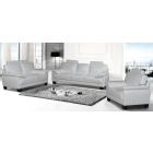 Texas White Bonded Leather 3 + 2 + 1 Sofa Set With Wooden Legs