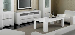 Elegance White Coffee Table With Glass Top