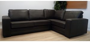 Luisa RHF Square Arm Corner Sofa In Black Bonded Leather