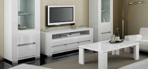 Elegance White Three Door TV Unit Assembled