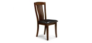 Canterbury Dining Chair - Brown Faux Leather - Mahogany Coloured Stain with Lacquered Finish - Solid Malaysian Hardwood