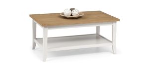 Davenport Coffee Table - Oak Veneered Top with an Ivory Lacquered Base - Solid Malaysian Hardwood and Veneers