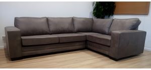 Luisa RHF Square Arm Corner Sofa In Mink Bonded Leather
