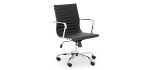 Gio Office Chair - Black & Chrome - Black Faux Leather