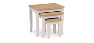 Davenport Nest of Tables - Elephant Grey - Oak Veneered Top with an Elephant Grey Lacquered Base - Solid Malaysian Hardwood and Veneers