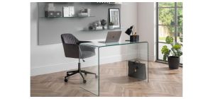 Amalfi Bent Glass Desk - Clear Glass - Tempered Glass