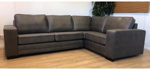 Luisa RHF Square Arm Corner Sofa In Grey Bonded Leather