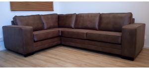 Luisa LHF Square Arm Corner Sofa In Tan Bonded Leather