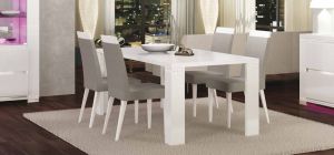 Elegance Diamond White 1.9m Dining Table With Six Luxury Chairs In Grey Microfiber