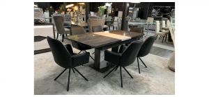 Extending Grey And White 2m Dining Table With 6 Grey Fabric Chairs(chairs h75cm d60cm w60cm)
