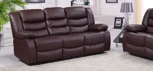 Roman Brown Recliner Leather Sofa 3 Seater Bonded Leather - 6 Weeks Delivery
