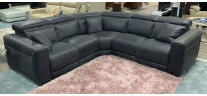 Thelma Dark Grey 2C2 Semi-Aniline Luxury Electric Leather Corner Sofa With Adjustable Headrests - Colours Available Call For Info