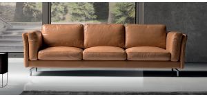 Jenny Leather Tan 3 + 2 Sofa Set With Chrome Legs Newtrend Available In A Range Of Leathers And Colours 10 Yr Frame 10 Yr Pocket Sprung 5 Yr Foam Warranty