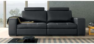 Panther Black 3 + 2 Contrast Stitch Leather Sofas With Headrests And Adjustable Seats Newtrend Available In A Range Of Leathers And Colours 10 Yr Frame 10 Yr Pocket Sprung 5 Yr Foam Warranty