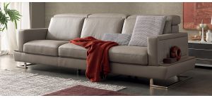 Pegaso Taupe 3 + 2 Adjustable Seat And Headrest Leather Sofas With Chrome Legs Newtrend Available In A Range Of Leathers And Colours 10 Yr Frame 10 Yr Pocket Sprung 5 Yr Foam Warranty