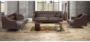Ulysses Brown Leather 3 + 2 + 1 Sofa Set With Chrome Legs Newtrend Available In A Range Of Leathers And Colours 10 Yr Frame 10 Yr Pocket Sprung 5 Yr Foam Warranty