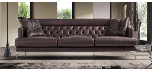 Ulysses Brown Leather Large (3 seat) + 2 Sofa Set With Chrome Legs Newtrend Available In A Range Of Leathers And Colours 10 Yr Frame 10 Yr Pocket Sprung 5 Yr Foam Warranty